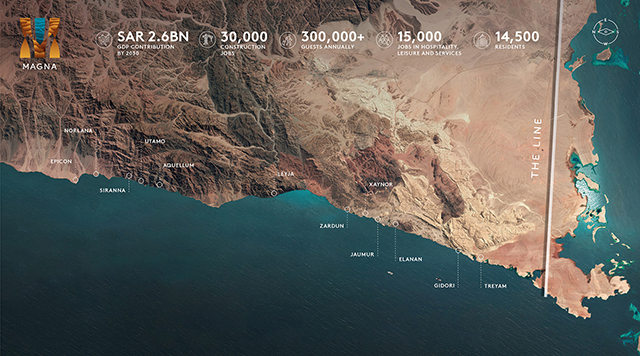 Magna, the luxury lifestyle coastal region, groups together 12 premier destinations on the Gulf of Aqaba.